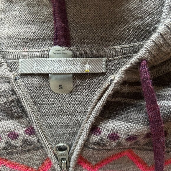 SMARTWOOL x Charley Harper Glacier Bay Zip Hoodie Hooded Wool Sweater Top Sz S - Picture 5 of 5